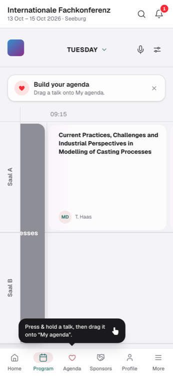Programme grid by day and room
